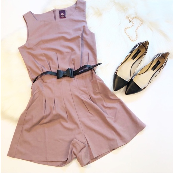 Mischa Barton Pants - NEW Mischa Barton periwinkle pleated romper w/ bow
